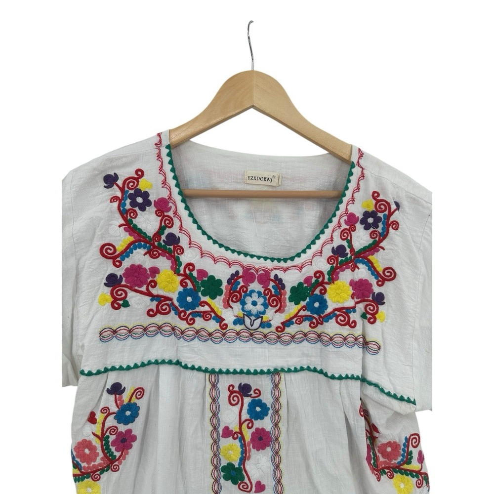 YZXDORWJ Embroidered Shirt Women Size 3X Floral Boho Lagenlook Festival Hippie‎ - Picture 5 of 8